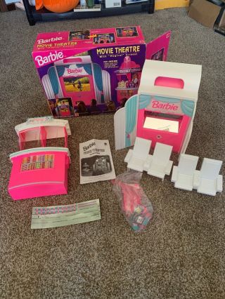 Barbie Movie Theater With Magical Screen Plus Snack Bar Playset Mattel 1995