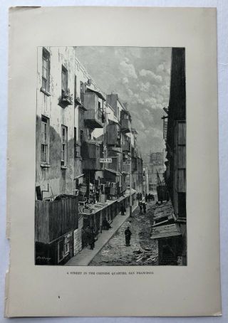 Antique C1895 View Of A Street In Chinatown San Francisco Ca Print 21218