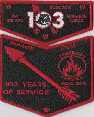 2018 Noac Oa 103 Monaken Flap Set Juniata Valley Council Lewistown,  Pa [gny347]