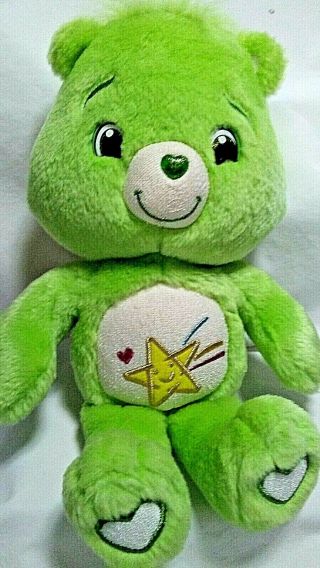 Green Care Bears Oopsy Bear Plush Stuffed Toy Collectible 2007 Yellow Star Belly