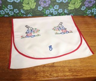 Gorgeous Vintage Embroidered Rabbit Childrens? Cotton/linen Nightdress Case