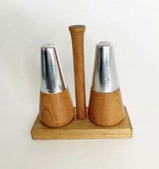 Mid Century Modern Teak Wood Salt Pepper Shakers Scandinavian Danish Modern