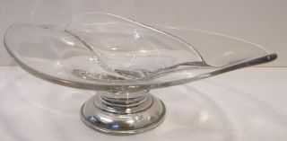 VINTAGE MCM CRYSTAL & STERLING SILVER DIVIDED SERVING DISH CANDY RELISH NUTS 5