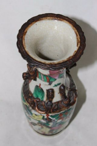 antique 19th c century Chinese porcelain signed marked famille rose verte vase 5