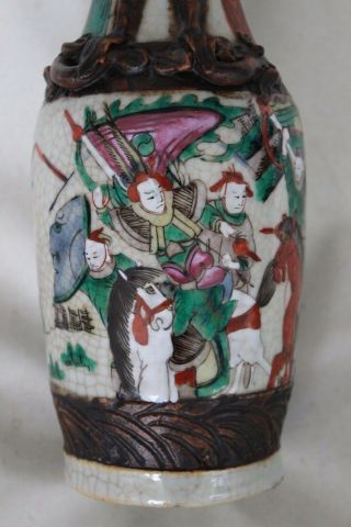 antique 19th c century Chinese porcelain signed marked famille rose verte vase 6