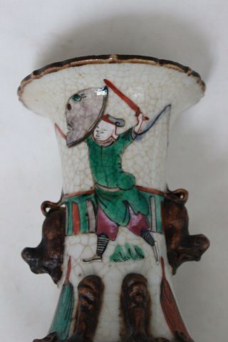 antique 19th c century Chinese porcelain signed marked famille rose verte vase 7