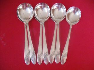 (7) Oneida Tudor Silverplate Gumbo Soup Spoons,  1946 Queen Bess 10
