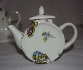 EUC Antique Reflections By L.  Godinger & Co Set Of 3 Miniature Porcelain Teapots 2