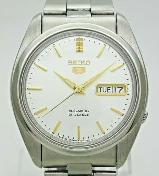 Vintage Seiko 5 Japan 21j Automatic 7s26 00x0 Steel Day Date Men 