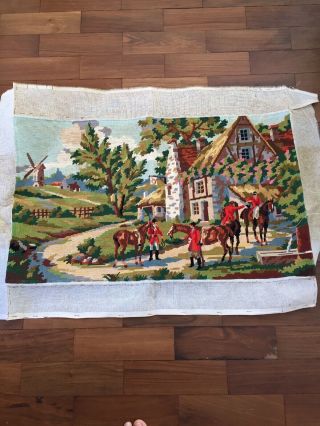 French Vintage Tapestry,  Hunting Scene,  Stag,  Deer,  Countryside