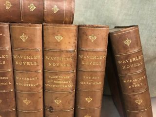 Waverley Novels Sir Walter Scott Antique Leather Bound Books Shabby Chic 3