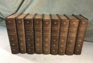 Waverley Novels Sir Walter Scott Antique Leather Bound Books Shabby Chic 8