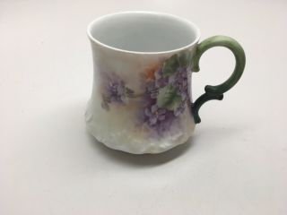 Antique T&v Limoges France Hand Painted Porcelain Cup - Purple Flowers