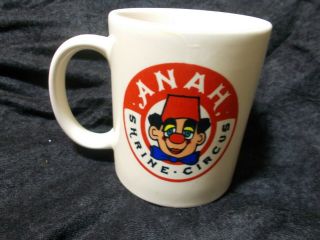 Vintage Anah Shriners Coffee Cup Mug Masonic Shrine Temple Circus Club