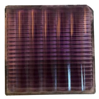 Antique American Luxfer Solarized Purple Ribbed Glass Window Tile C.  1900
