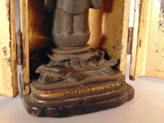 Japanese Miniature Wood Carved Buddhist Zushi Traveler Shrine Alter 3 5