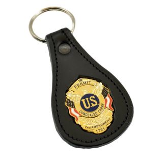 R2ba 2a Concealed Carry Permit Badge Leather Key Fob Keychain Keyring Quality