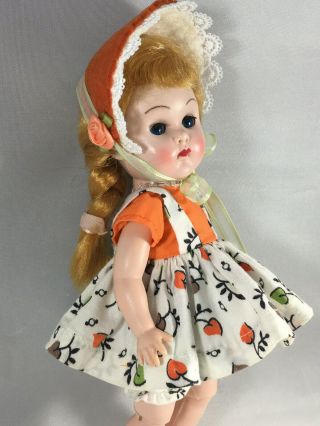 Vintage Vogue Tag Orange Bodice Dress W - Leaf Design,  Bloomers & Hat (no Doll)
