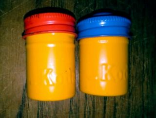 Vintage Antique Kodak Film Canister W/ Lid Metal 35mm Container X2