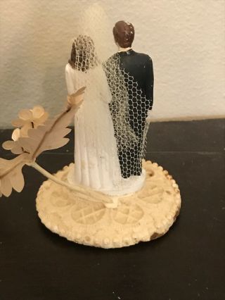 Vintage Antique Bisque Chalkware Wedding Cake Topper Bride And Groom 3