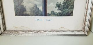 Vintage Our Flag Framed Print Fred Tripp Lithograph Patriotic Old Glory Shabby 3