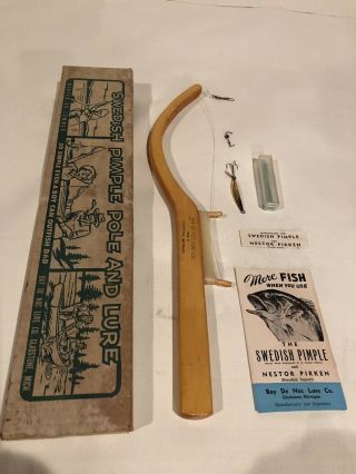 Vintage Swedish Pimple Pole And Lure In Its Box
