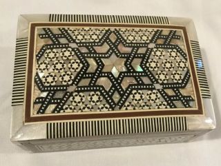 Made In Egypt Inlay Wood And Abalone Shell Intricate Design Box