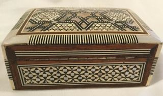 Made in Egypt Inlay Wood And Abalone Shell Intricate Design Box 4