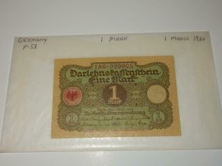 Antique German Notgeld 1 Mark 1920 Bank Note Germany Paper Money
