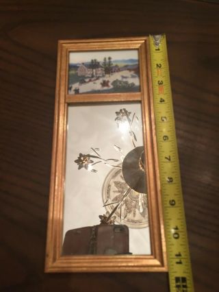 Vintage Grandma Moses " The Old Checkered House " Trumeau Wood Mirror Gold Frame