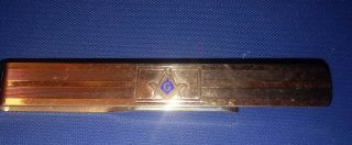 Vintage Masonic Tie Clip 1/20 12kt Gold Fill Signed Correct