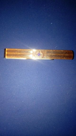 VINTAGE MASONIC TIE CLIP 1/20 12KT GOLD FILL SIGNED CORRECT 2