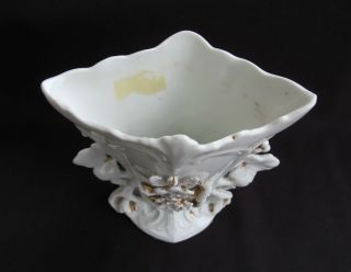 Antique Porcelain Flat Back Spill Vase Mantle Vase 6” Tall VG White 2