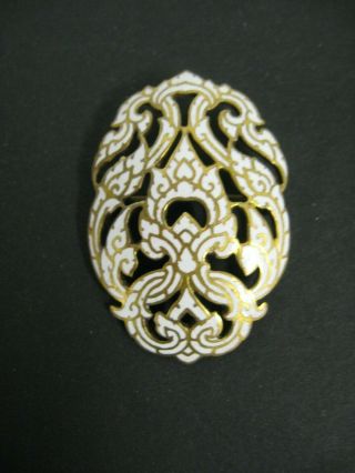 Antique Vintage Art Deco - Art Nouveau Enamel Brooch Pin Cloisonné Style Or Look