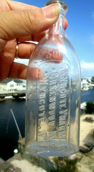 C.  1920 Antique Medicine Bottle: Wyncote Pharmacy,  Greenwood Ave,  Wyncote,  Pa