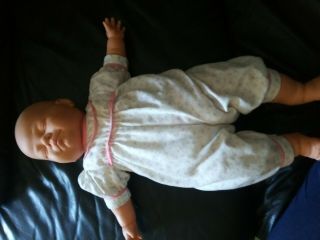 21 " Vintage Berjusa Sleeping Baby Doll Cloth Body Born Life Like