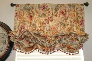 Waverly Antique Imperial Dress Jacobean Tie Up Balloon Shades Curtains Drapes
