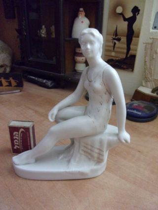 Vintage Porcelain Nude Girl Woman Figurine Statue Russian Ussr Soviet