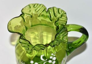 Antique Mary Gregory Green Glass Pitcher 3
