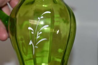 Antique Mary Gregory Green Glass Pitcher 5