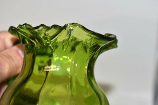 Antique Mary Gregory Green Glass Pitcher 7