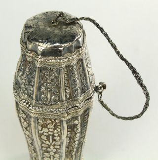 Antique Southeast Asian FINE Silver Betel Areca Nut Lime Container Opium Box 3