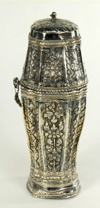 Antique Southeast Asian FINE Silver Betel Areca Nut Lime Container Opium Box 5