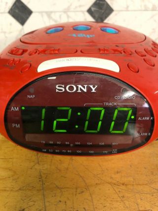 Sony ICF - CD831 Red Psyc Dream Machine FM/AM CD Alarm Clock Radio Great Red 2