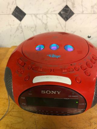 Sony ICF - CD831 Red Psyc Dream Machine FM/AM CD Alarm Clock Radio Great Red 3