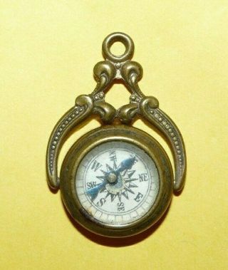 Vintage Antique Victorian Gf Gold Filled " Compass " Pendant Pocket Watch Fob Nr