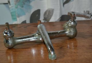 Antique Vintage Nickel/brass Faucet For Clawfoot Tub Or Pedestal Sink Fixture
