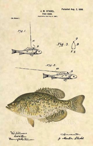 Official Fishing Lure Us Patent Art Print - Antique Crappie Bass Fish Reels 386