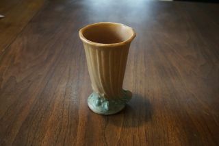 VTG antique Nelson McCoy 1926 cornucopia pedestal vase brown green arts crafts 3