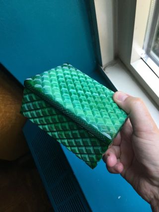 Green Malachite Glass Diamond Pattern Covered Box